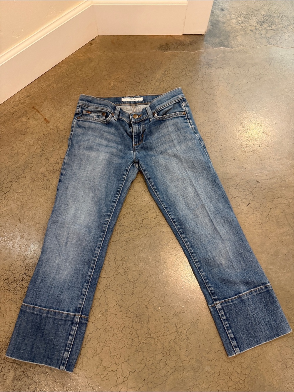 Joe's Jeans Light Blue Cropped Wide-Leg Jeans with Cuff